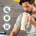 6 x 40 Oz Tumbler Flip Straw Lid for Stanley Quencher, Silicone Leak Proof Replacement Cover Reusable, Splash Resistant Cup Lids Accessories with Cleaning Brush Set (Cream)