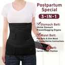 Cmipeob 3 In 1 Postpartum Belly Band Abdominal Binder Post Surgery C Section Belly Binder Post Partum Hysterectomy Belly Support Wraps Postpartum Waist Trainer Essentials After Birth Black, XX-Large
