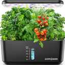 Ahopegarden Indoor Garden Hydroponics Growing System: 10 Pods Plant Germination Kit Herb Vegetable Growth Lamp Countertop with LED Grow Light - Hydrophonic Planter Grower Harvest Lettuce, Black