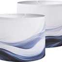 Lamp Shades set of 2 with Waves and Oceans, 13x13x10in Fabric Lamp Shades for Table Lamps, Blue lamp shades, Support Spider and E26 Base, Drum Lamp Shades