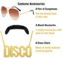 Bettecos 70s Disco Wigs for Men - Brown Curly 80s Mullet Wig for Halloween Costume Party Male Afro Funny Wigs with Glasses Necklace and Mustache (Black)