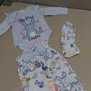 JiAmy Baby Girls My 1st Easter Outfit Newborn 3 Piece Romper Headband Pant Sets Blue Rabbit Egg 0-3M