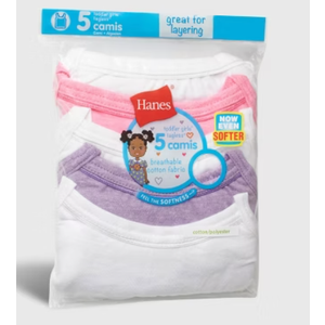 HanesToddler Girls Toddler 5-Pack Cami, Assorted, 2/3