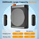 Voice Amplifier Wireless Microphone for Teachers/Classroom/Yoga/Meeting,Portable Bluetooth Speaker with 2pcs Clip-On Magnetic Wireless Lavalier Lapel Microphones Mini Megaphone Speaker PA System Black