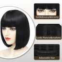 YBYMCAI Black Bob Wigs For Women Short Black Bob Wig With Bangs Straight Bob Bangs Wig 10 Inch Natural Looking For Daily Party Use