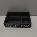 Coffee Bar Organizer Caddy, Black Wood, 3 Compartments, 11.8x7.8x3.1 Inches, Kitchen Counter Storage