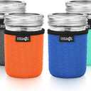 Cosmos 4 Pcs Neoprene Mason Jar Sleeve Cover for Regular Mouth Jar, Insulated Glass Jars Cover Canning Sleeves Glass Container Protector Holder for Home Kitchen Storage (For 8 OZ Jar)