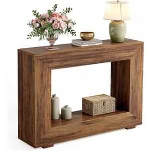 LITTLE TREE 47 Inches Console Table, Sofa Table with Storage, Modern Entryway Table for Hallway, Narrow Long Sofa Entryway Table for Living Room, Brown