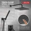 Delta Modern 14 Series Square Rain Shower System Faucet Set, Rainfall Matte Black Shower Head and Handle Set, Valve Trim Kit, 10 Inch, Matte Black 342701-BL