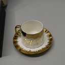 Coffee Cup Set of 6 with Saucers, 3.5 OZ Ceramic Espresso Cups Set, Gold Trim Turkish Coffee Cup Gift for Cappuccino, Latte, Cafe Mocha and Tea, Dishwasher & Microwave Safe(Gold Rim)