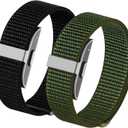 2 Pack Nylon Loop Sport Replacement Strap Compatible with Hume Band,Adjustable Soft Bands for Women Men,Breathable Lightweight Wristband for Fitness Tracker (Black+Army Green)