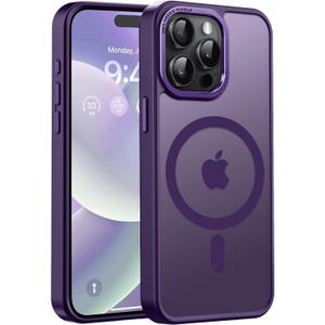 Newfuture Magnetic for iPhone 15 Pro Case [Compatible with Magsafe] [Military Grade Drop Protection] Translucent Matte Anti-Fingerprint Shockproof Phone Case for iPhone 15 Pro 6.1 inch, Deep Purple