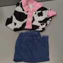 Toddler Cowgirl Outfit Girl Denim Skirt Set Cow Print Shirt Button Down Top and Skirt Kids Jeans Set Western Clothes 5-6Y