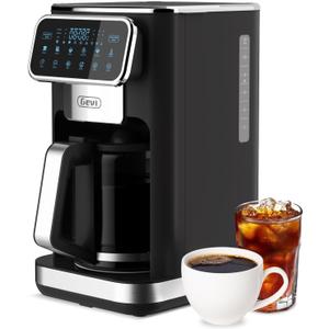 Gevi 12 Cup Programmable Drip Coffee Maker with Touch Screen, Fast and Strong Brew, Auto Shut-Off, 4-Hour Keep Warm Plate, Iced Coffee Option, Anti-Drip System, Permanent Filter