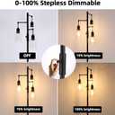 3 Lights Floor Lamp, Industrial Tree Lamp for Living Room Bedroom, Black Modern Dimmable Farmhouse Standing Lamp, Tall Pole with Clear Glass Shade