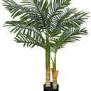 Artificial Palm Tree Indoor Dcor Lifelike Faux Palm Plant in Pot, Adjustable Leaves, Realistic Tropical Floor Plant for Living Room, Office & Home 3FT