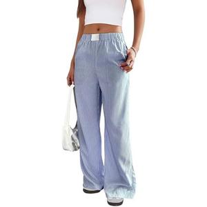 joyliveCY JOYLIIVECY Womens Striped Boxer Pants Wide Leg Pajamas Lounge Pants Elatic High Waist Loose Casual Y2K Fashion M