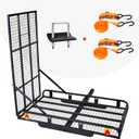 Hitch Mount Steel Cargo Carrier Basket with 49'' Folding Wheelchair Ramp, Fits 2'' Trailer Mounted Hitches