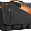 ESTARER Messenger Bag 17.3 Inch, Mens Computer Bag for Teacher/College/Work/Travel, Water-resistant Canvas Laptop Bag Satchel Briefcase, Dark Grey