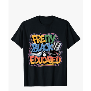 Pretty Black & Educated Colorful Graffiti Black History Kids T-Shirt Size 2 XL
