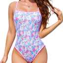 Jolefille Womens One Piece Swimsuit Tummy Control Modest Bathing Suit Teen Girls Swim Suit Cute Floral Swimwear (Medium)