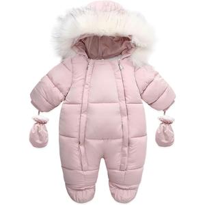 Baby Girl Boy Snowsuit Cute Down Jacket Hooded Romper Light Puffer Padded Jumpsuit Infant Winter Outwear