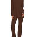 Darong Casual 2 Piece Sets For Women Fall Outfits 2025 Long Sleeve Tunic Top Flare Pants Matching Lounge Set 9218A Coffee, Large