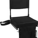 Stadium Seat with Back Support Bleacher Chair with Back and Cushion High Back Includes Shoulder Strap and Cup Holder (Black)