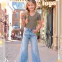 Girls Shirts Short Sleeve V Neck Ribbed Slim Fit Kids Tops Comfy Cute Summer Teen Girl Basic Tees