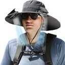 Solar Fan Hat, Hat with Fans Solar Power, with 2 - Removable & USB Charging Fan,3 Speed Adjustable Fans Hats Dark Gray