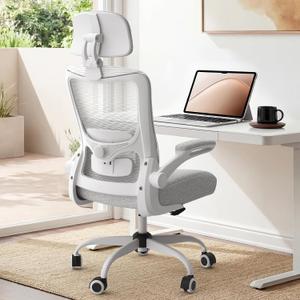 Ergonomic Office Chair for Long Hours, Adjustable Padded Lumbar Support for Lower Back Relief, 330 lb Capacity, Comfortable Computer Desk Chair for Home Office, Work & Study, Medium
