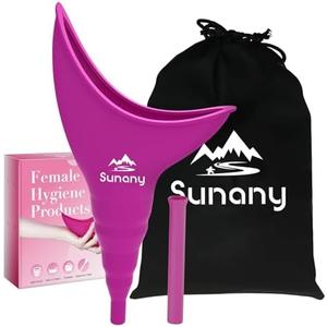 Sunany Female Urinal, Female Urinal with Silicone Funnel, Portable for Standing Female, Reusable Urinal for Female Toilet, for Outdoor, Activities, Camping, Travel