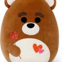 Valentines Day Plush, 16" Soft Bear Stuffed Animals with Red Heart and Rose, Cute Stuffy Doll Pillow Toys Bear Valentines Gifts for Her Girlfriend Lover Mom Kids