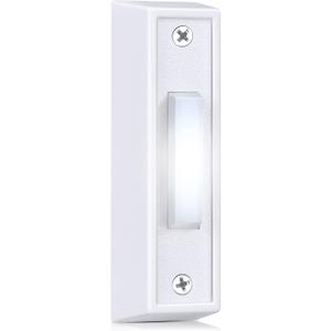 Saillong 1 Piece Lighted Doorbell Button, Wall Mounted Garage Door Opener Switch with LED Light Compatible with Most Wire Doorbell Chimes, Transformer, Ringer, Buzzers (White,White Light)