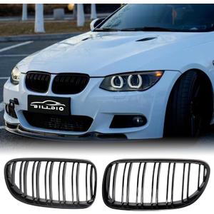 E92 Grille - Front Kidney Grill Double Slats Glossy Black Compatible with 2010 2011 2012 2013 BMW E92 E93 LCI Coupe 320i 328i 335i,Black Kidney Grill