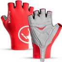 Half Finger Cycling Gloves - Breathable, Gel Padded & Shock-Absorbing Mountain/Dirt Bike Gloves for Men & Women (red)