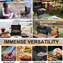 Joyfair Portable Charcoal Grill Set, Small Tabletop Barbecue Grill with Accessories Tools for Outdoor Camping BBQ Grilling Backyard Party Cooking, Heavy Duty & Innovative Design, Thermometer & Chimney