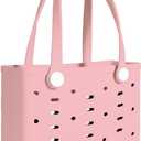 Small Rubber Beach Bag for kids, Travel Tote Bag for the Beach Boat Pool (Pink)