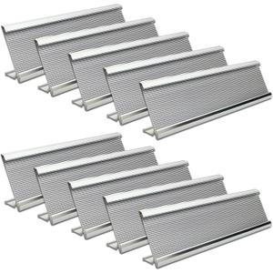 10 Pack 2" x 8" Aluminum Desk Name Plate Holder, Office Name Plate Holder for Desks, Desk Sign Holder for Office Conference, Meeting Room or Other Business Event (Silver)