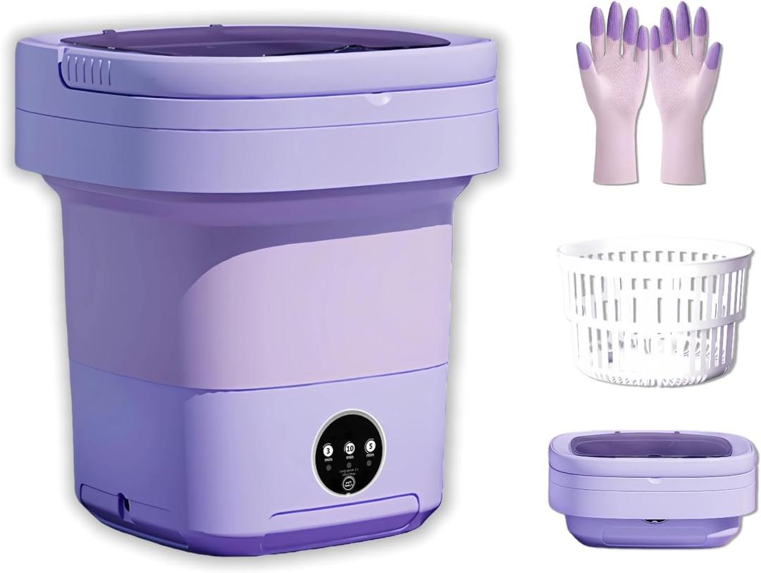 Portable Washing Machine,Mini Washer,16L Upgrade Mini Laundry Machine with Spin Basket,Deep Clean Baby Clothes,Underwear,Socks,Small Pet clothes; Ideal for RV, Dorm, Camping (Purple)