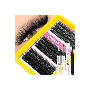 Lash Clusters Kit 60D 80D 100D Thick Cluster Eyelash Extensions 12-18mm Lash Clusters Individual Lash Extensions DIY Clusters Lashes Extension at Home (60D+80D+100D 12-18MM Kit