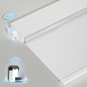 MANSNIX Smart Motorized Blinds with Remote, Cordless No-Drill Automatic Roller Shades, Blackout Electric Blind for Windows, White, 23.5 x 72