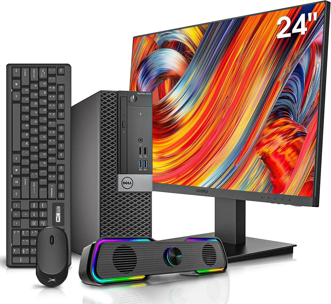 Dell OptiPlex 5050 Desktop Computers with 24" Monitor PC Bundle,Intel i7-6700 3.4GHz,32GB DDR4 Ram New 512GB M.2 NVMe SSD,Intel AX200 Built-in WiFi 6,Bluetooth 5.2,HDMI,Windows 11 Pro