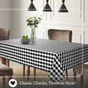 Gingham Check Tablecloth, 100% Cotton, 60x102 Inch, Black and White, Durable Table Cover for Rustic Kitchen Decor, Picnics, BBQ, Dining Room, Indoor and Outdoor Use, Black White