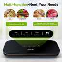 Vacuum Sealer for Food - Tempered Glass Panel, LED Touch Control, Digital Display, Pulse/Moist/Dry/Seal/External Suction Modes, Includes 50 Vacuum Bags & Built-in Cutter(Black)
