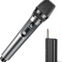 JYX Wireless Microphone, Professional UHF Metal Handheld Dynamic Mic System with Rechargeable Receiver 1/4''(6.35mm) Plug, for Amplifier, PA System, Karaoke Singing, Wedding, Party, Speech, Church