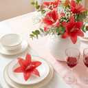 Suncalla 30 Pack Large Artificial Lilies Flower Heads with Realistic Stamens 5.9" Faux Fake Lily Flower Heads Bulk for DIY Crafts Cake Wedding Bridal Wreaths Table Home Party Decor (Red)