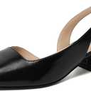 Mostrin Womens Chunky Low Heels D'Orsay Slingback Block Heel Pumps Closed Square Toe Dress Shoes for Work Office Daily Wedding (11, Black #02)