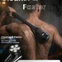 Electric Back Shaver for Men, Long Handle for Easy Self Grooming, 6D Floating Head Back Hair Trimmer for Close, Contour-Fit Shaving, 2-in-1 Full Body Shaver, LED Display, IPX6 Waterproof, Silver Black