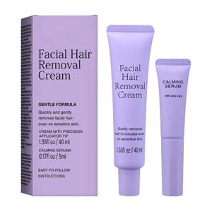 Luuma Facial Hair Removal Cream, Gentle Hairs Removers with Serum for Women, Long-Lasting Depilatory Cream for All Skin Types (1)